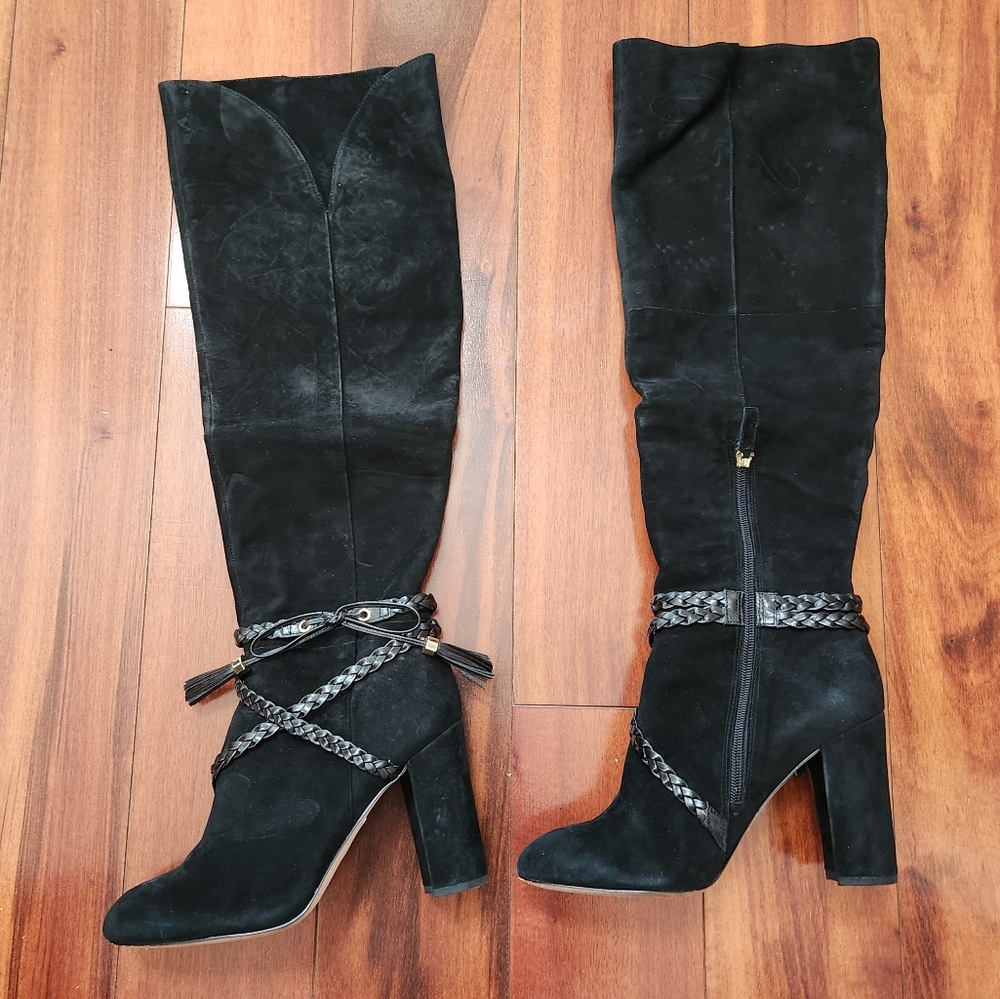 Louise et Cie Black Suede Leather Knee High Boots 9.5